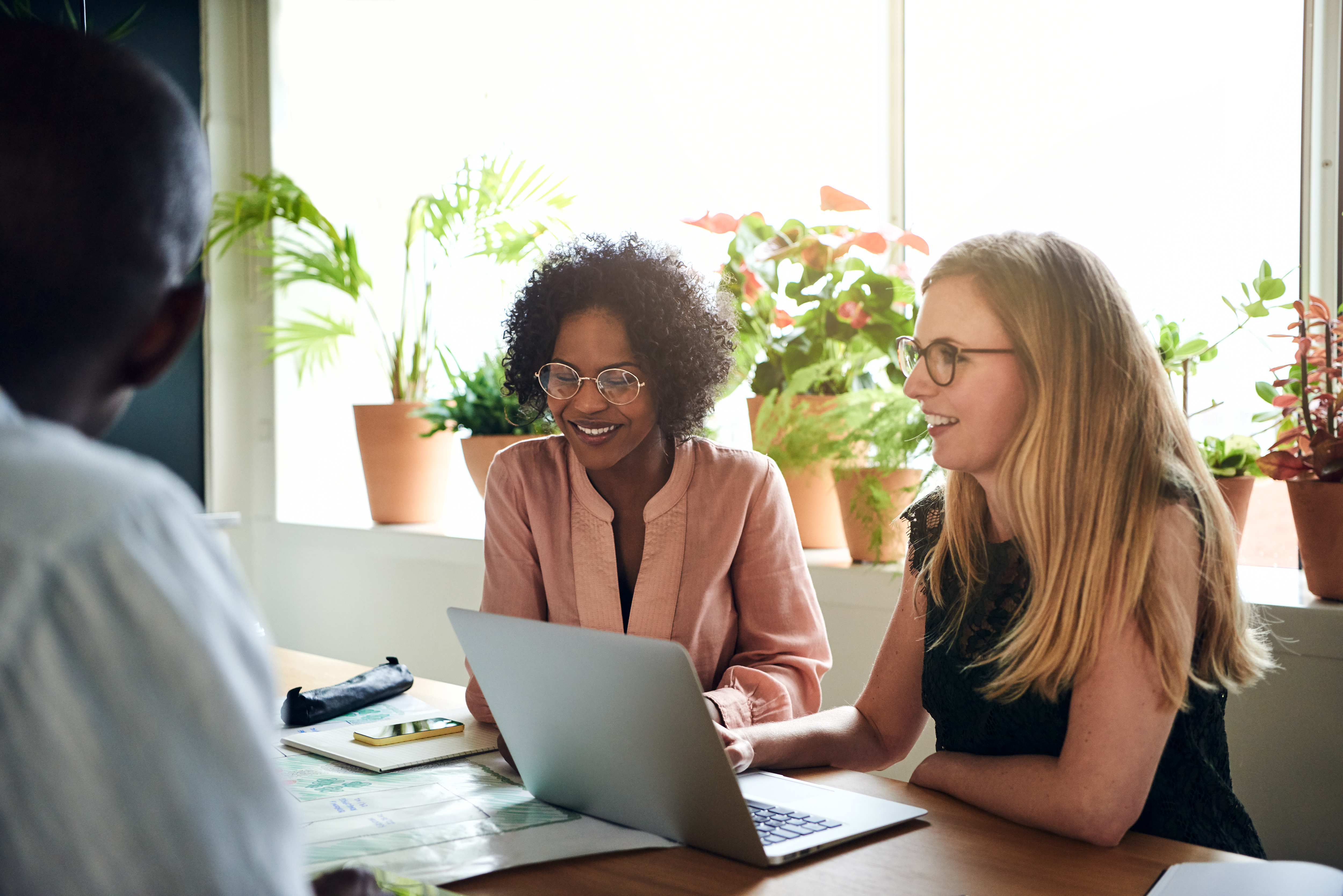 Professionals collaborating on sustainability strategy
